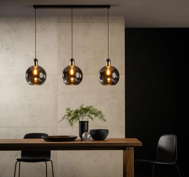 Lucide JULIUS - Pendant light - 3xE27 - Smoke Grey - atmosphere 2